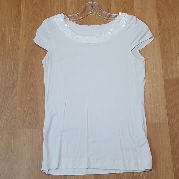 Suzy Shier white shirt with sequin collar large - Picture 6 of 8